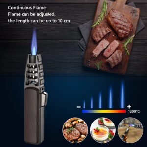Butane Torch Lighter, Refillable Kitchen Cooking Torch Windproof Adjustable Flame Solar Beam Torch HARYGATE Blow Torch with Safety Lock for Baking Creme Brulee HGT-588(Butane Gas Not Included) (Brown)
