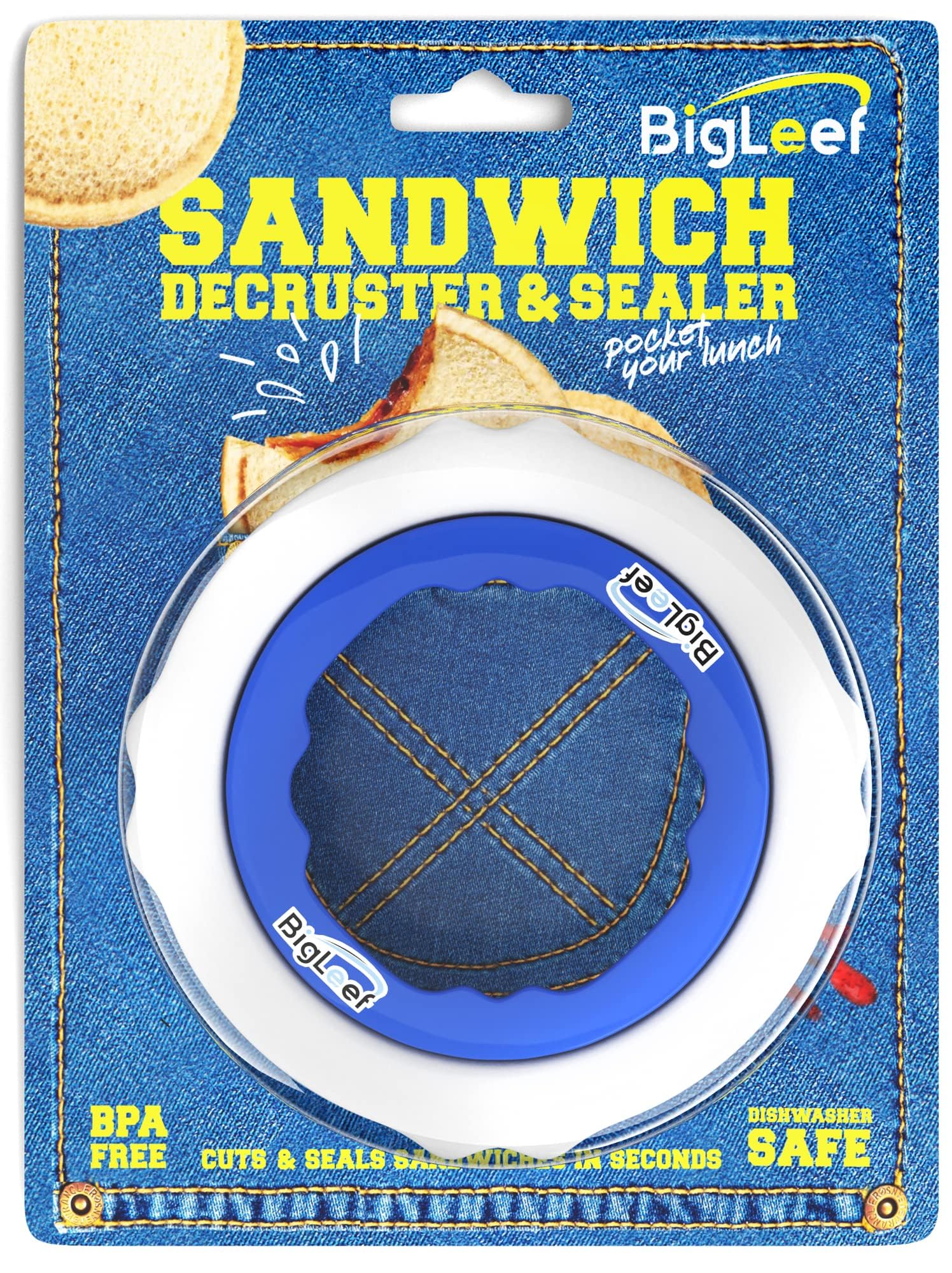 Uncrustable Sandwich Cutter and Sealer - PBJ Sandwich Cutter for Kids Lunch - Make & Freeze DIY Pocket Minis - Homemade Uncrustables Sandwich Maker - Crustless Bread Sandwich Sealer Decruster (Round)