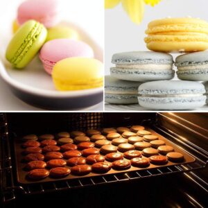 Akingshop Silicone Macaron Baking Mats, 2 Non-Stick Silicone Baking Mats, Food Safe Baking Mat, Great For Macaron, Cookies, Bread, Pastry, Dessert (2Pcs 48Capavity)