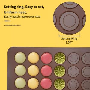 Akingshop Silicone Macaron Baking Mats, 2 Non-Stick Silicone Baking Mats, Food Safe Baking Mat, Great For Macaron, Cookies, Bread, Pastry, Dessert (2Pcs 48Capavity)