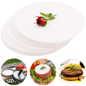 meykers patty paper sheets for 4/4.5 inch burger press | 500 pcs round | hamburger maker non-stick heat resistant circle wax parchment paper liege waffle keto chaffle cookie cake bake