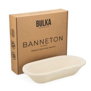 bulka oval banneton bread proofing basket spruce wood pulp 750g groove, sourdough bread baking supplies brotform - batard dough proving bowl, gifts for bakers making artisan loaves, made in germany.