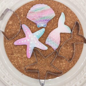 q-baker mermaid cookie cutters,mermaid tail, starfish, seashell-stainless steel holiday cookie cutters shapes for baking gift