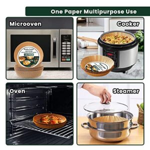 QualityOutset - 120pcs 6.3Inch Air Fryer Disposable Paper Liner, Non-stick Liners, Food Grade Air Fryer Parchment Paper for Baking, Roasting, Microwave, Oil and Water proof, Oven Accessories