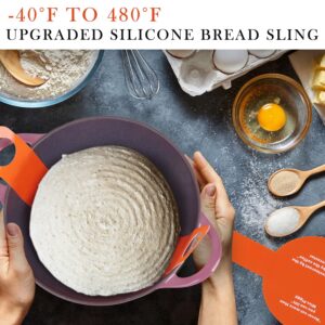 Reusable Silicone Baking Mat for Dutch Oven Bread Baking Long Handles Sling, Durable Round Bread Baking Tool with 2 Extensions,for Gentler, Safer & Easier Transfer of Dough (1 Pcs)