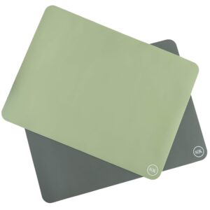the silicone kitchen silicone oven baking mats bpa free, extra thick, half sheet 16 in by 11.75 in, set of 2, green and gray