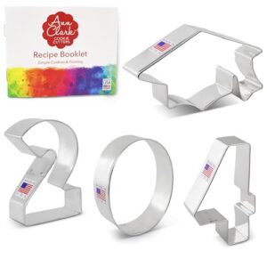 Graduation 2024 Cookie Cutters 4-Pc. Set Made in the USA by Ann Clark, Grad Cap, 2, 0, and #4