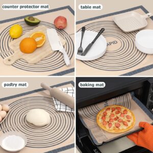 Sapid Extra Thick Silicone Pastry Mat Non-slip with Measurements for Non-stick Silicone Baking Mat Extra Large, Dough Rolling, Pie Crust, Kneading Mats, Countertop, Placement Mats (20" x 28",Gray)