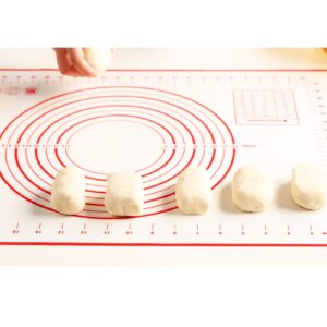 BESORICH Silicone Baking Mat 100% Non-Slip with Measurement Counter Mats, Dough Rolling Mat, Pie Crust Mat 16 x 24 Inches - Red