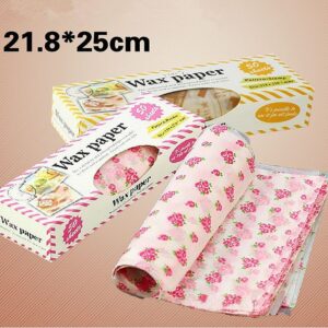 Wax Paper,Food Picnic Paper,50 sheets Grease Proof Paper,Waterproof Dry Hamburger Paper Liners Wrapping Tissue for Plastic Food Basket By Meleg Otthon(floral pattern)