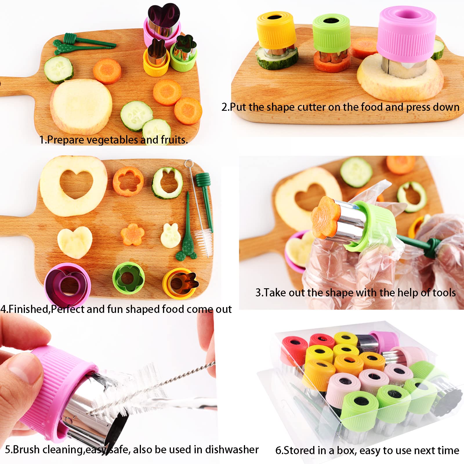 Vegetable Cutter Shapes Sets Mini Size Cutters Small Shaped Cutters Fruit Cutters Kids Food Cutters Pastry Stamps Mold for Biscuits,Pastry Dough,Fruits Toddler Lunch Homemade Baking