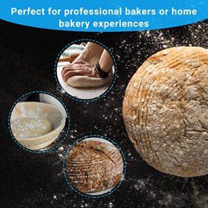 VALUETRA - (Set of 2) - 9 Inch Banneton Bread Proofing Basket Round with Liner Cloth - Set of 2 + Metal Scraper, Plastic Scraper, Premium Bread Lame with 5 Blades and case, Baking Bowl for Sourdough