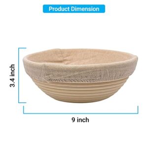 VALUETRA - (Set of 2) - 9 Inch Banneton Bread Proofing Basket Round with Liner Cloth - Set of 2 + Metal Scraper, Plastic Scraper, Premium Bread Lame with 5 Blades and case, Baking Bowl for Sourdough