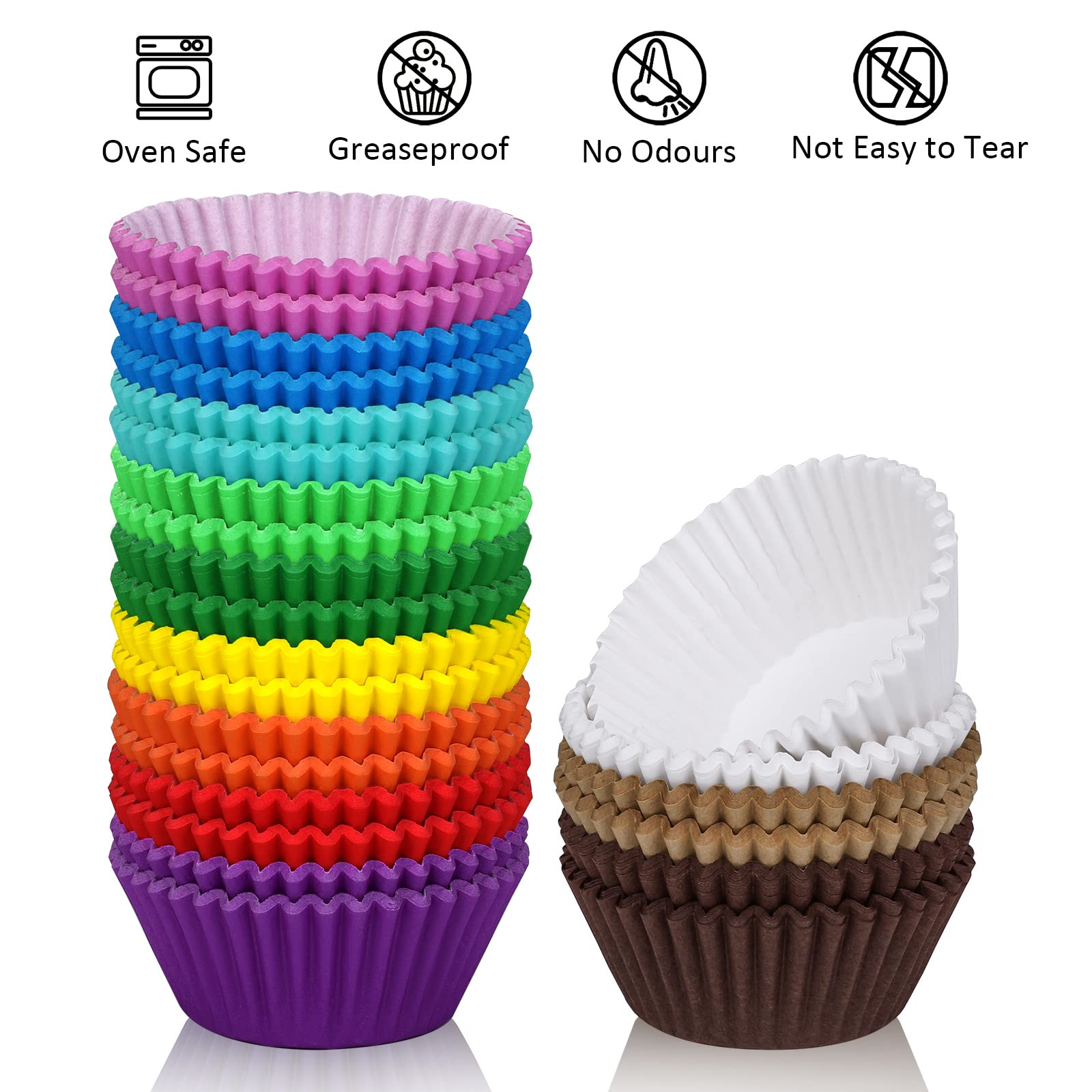 Ruisita 1200 Pieces Mini Cupcake Liners 1.25 Inch Paper Baking Cups Muffin Liners Cupcake Wrappers Creaseproof Muffin Cups for Weddings, Birthdays, Baby Showers, Assorted Colors