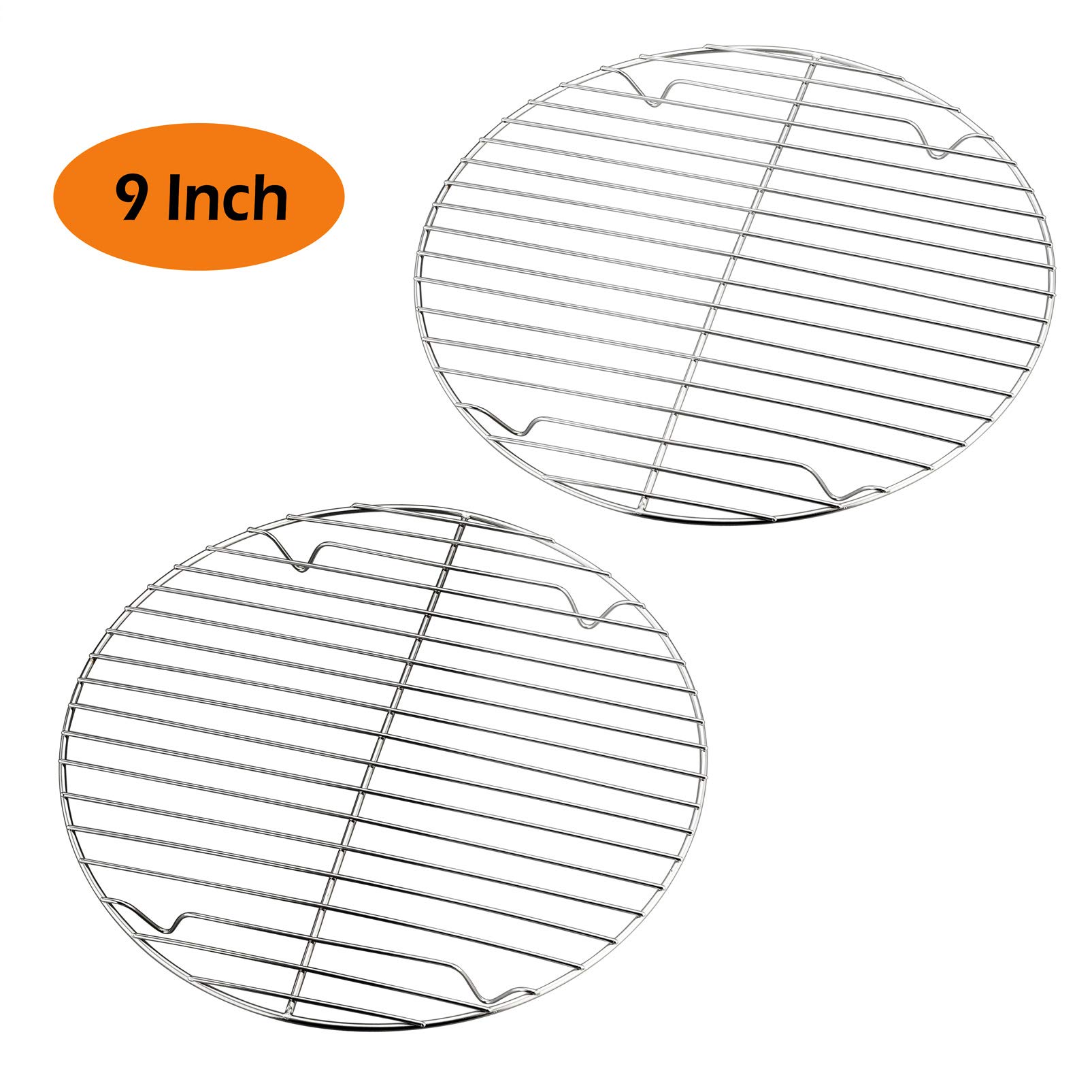 P&P CHEF Cooking Rack Round, 9-Inch Stainless Steel Round Rack for Cooking Cooling Steaming Baking, Fit Air Fryer Pot Pressure Cooker, 2 PACK -Oven & Dishwasher Safe