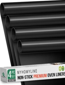 oven liners for bottom rack of gas electric oven - 4x large nonstick oven liners - heavy duty reusable oven floor protector liner - oven bottom mat
