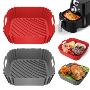 DUXAA 2 Pcs Air Fryer Silicone Liners, 8.5" Reusable Heat Resistant Liners, for 4 to 8 QT Air Fryer Inserts for Oven Microwave Accessories