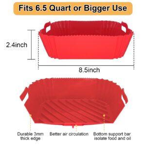 DUXAA 2 Pcs Air Fryer Silicone Liners, 8.5" Reusable Heat Resistant Liners, for 4 to 8 QT Air Fryer Inserts for Oven Microwave Accessories