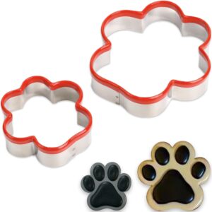 2pcs dog paw cookie cutters, dog cookie cutters, dog treats cookie cutter, homemade dog biscuit treats cutters, coated with soft pvc for protection, 4.1" 3''