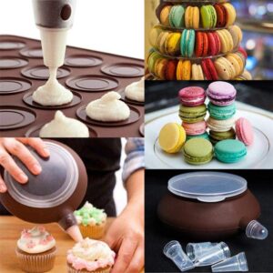 Cool Cook 48 Hole Macarons Silicone Mat Baking Mold Silicone Macaron Kit Pastry Baking Mat and Decorating Piping Pot with 4pcs Nozzles