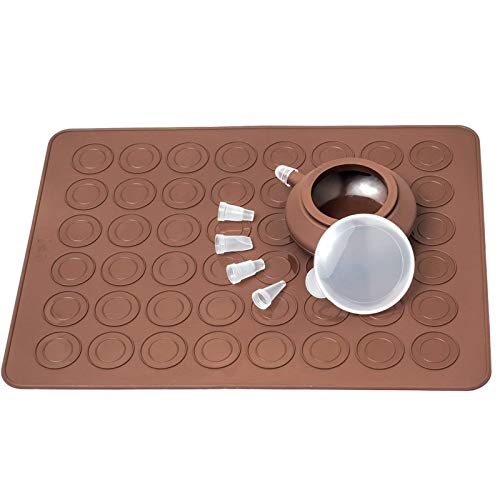 Cool Cook 48 Hole Macarons Silicone Mat Baking Mold Silicone Macaron Kit Pastry Baking Mat and Decorating Piping Pot with 4pcs Nozzles