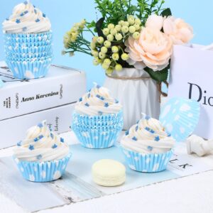 300 count Cloud Blue Cupcake Liners White Light Blue Cupcake Wrappers Paper Blue Muffin Cups Birthday Theme Party Baking Cups Baby Shower Decor Could Baking Wrapping and Packaging for Party Supplies