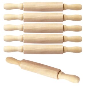 billioteam 6 pack 8 inch mini wood rolling pin,great for children kids girls and boys,small wooden rollers for art and crafting,baking,cookie dough,cooking,clay,play doh