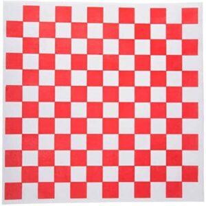 100 Pc Red Checkered Food Basket Liners -USA MADE- Grease Proof Deli Paper Sheets 12x12 Inches- Wax Paper Sheets for Food Wrapping- Bread and Sandwich Paper Wraps for Picnics,