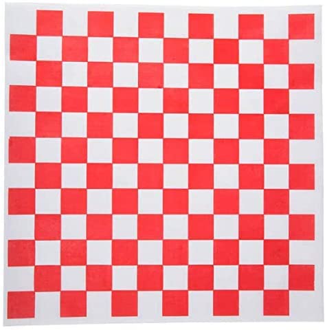 100 Pc Red Checkered Food Basket Liners -USA MADE- Grease Proof Deli Paper Sheets 12x12 Inches- Wax Paper Sheets for Food Wrapping- Bread and Sandwich Paper Wraps for Picnics,