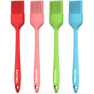 4 pack pastry brush, suruwu silicone basting brushes oil sauce marinades butter spreader with steel core, temperature resistant for cake bbq grill baking kitchen cooking, dishwasher safe