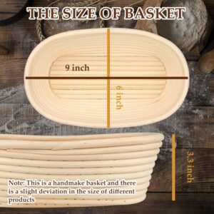 Sondiko Oval Bread Proofing Basket, Handmade Banneton Bread Proofing Basket Brotform with Proofing Cloth Liner for Sourdough Bread, Baking(9.6 x 6 x 3 inches)