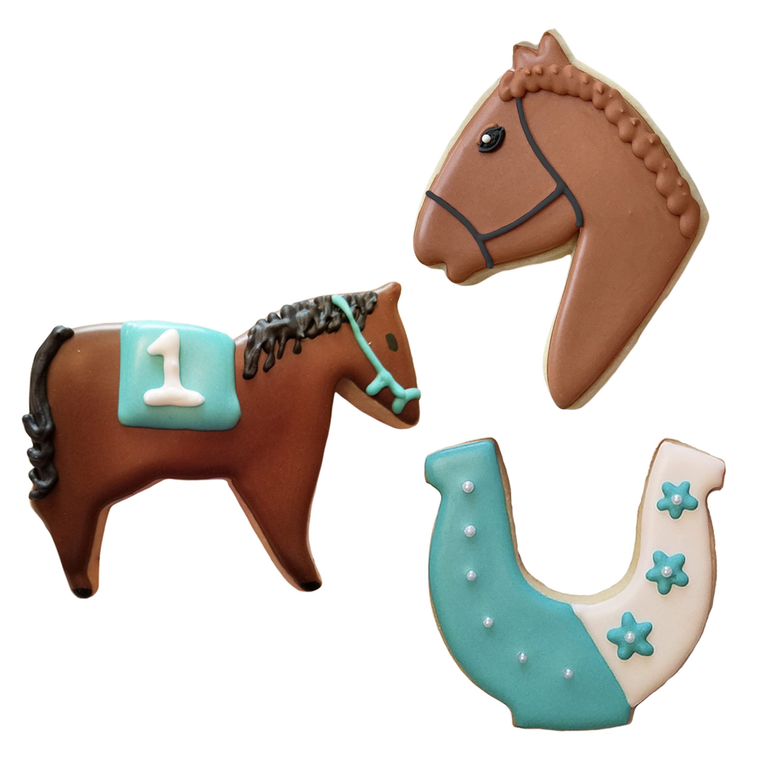 Horse Cookie Cutters 3-Pc. Set Made in the USA by Ann Clark, Horse, Horse Head, Horseshoe