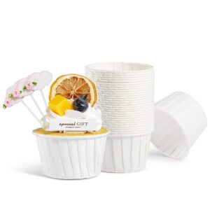 white cupcake liners, 100pcs muffin baking cups,ramekin holders, heavy duty oil-proof wrappers for wedding,birthday,party,baby showers,gift for valentine's day