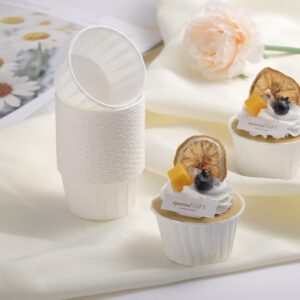 White Cupcake Liners, 100pcs Muffin Baking Cups,Ramekin Holders, Heavy Duty Oil-proof Wrappers for Wedding,Birthday,Party,Baby Showers,Gift for Valentine's Day