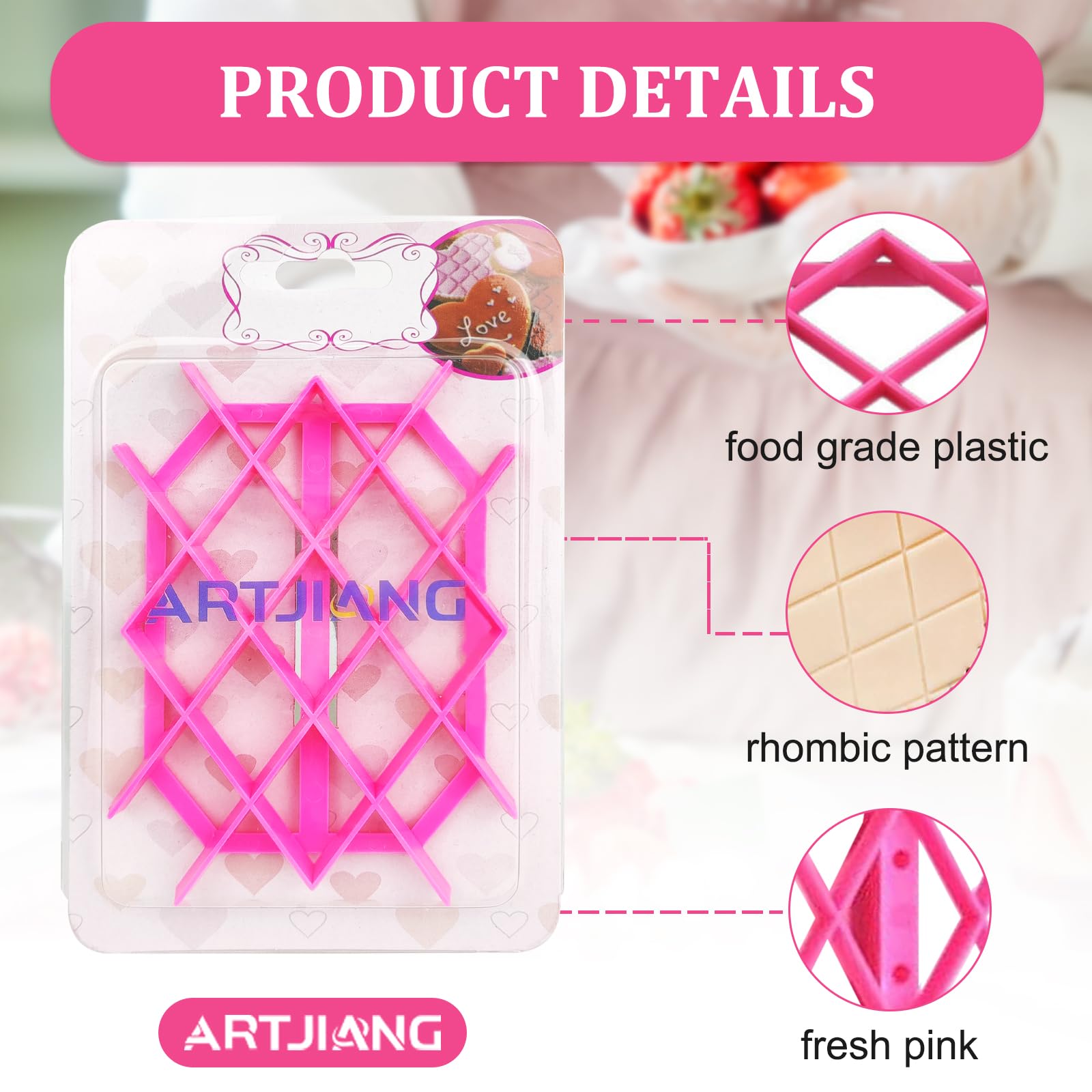 Rhombus Diamond Shape Fondant Cake Mould Embosser, 4.9In Fondant Embosser, Lace Flower Cookie Cutter, Accessories for Cake Fondant, Fondant Tool, Cake Baking, Cake Stencils and Fondant Molds