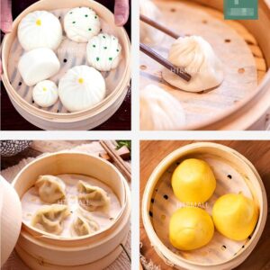 100pcs Air Fryer Liners, 10 inches Bamboo Steamer Liners, Premium Perforated Parchment Steaming Papers, Non-stick Steamer Mat