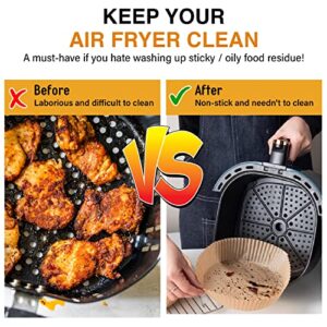 Homwoody 200 PCS Air Fryer Disposable Liner: 7.9inch Air Fryer Liners Water and Oil Proof Non Stick airfyer liners - Fit 5-7qts - Premium Parchment Liner for Air Fryers Baking Cooking Steamer