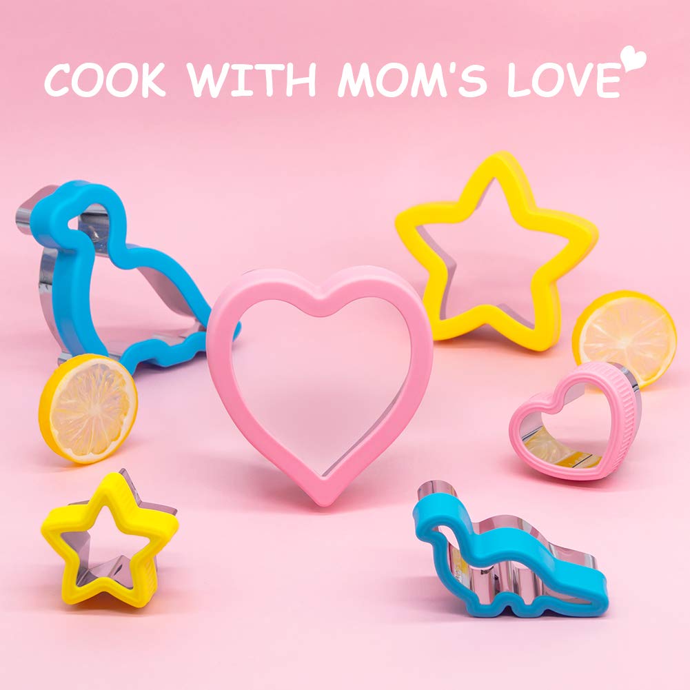 Sandwich Cutters Set 24 for Kids, Holiday Heart Shaped Cookie Cutters Vegetable Fruit Cutter Shape for Boys & Girls with Micky Mouse, Dinosaur, Star, Gingerbread Man Shapes-Food Grade Stainless Steel