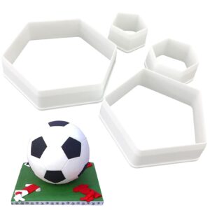 4pcs soccer cookie cutter set hexagon cookie cutter plastic soccer cookie cutters shapes football biscuit cutters for baking mould cake decorations