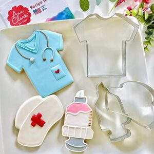 nurse cookie cutters 3-pc. set made in the usa by ann clark, nurse cap, scrubs, syringe
