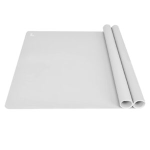 thick silicone counter mat large set of 2, heat resistant mat for kitchen table/countertop protector/non stick pastry baking mat placemats, silicone mat for crafts kids (20×28, gray)