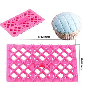 Cake Fondant Embossing Mould,9 Pack Different Patterns Fondant Embosser,Lace Flower Cookie Cutter Set,Diamond Shaped Biscuit Molds,Cake Fondant CupCake Decorating