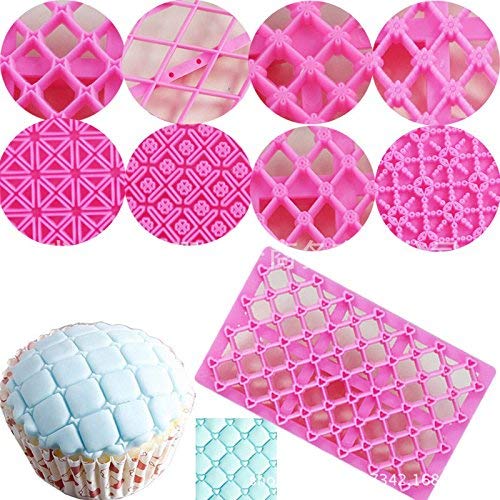 Cake Fondant Embossing Mould,9 Pack Different Patterns Fondant Embosser,Lace Flower Cookie Cutter Set,Diamond Shaped Biscuit Molds,Cake Fondant CupCake Decorating