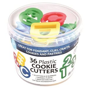 r&m international alphabet and number 1.5" cookie cutters, 36-piece bucket