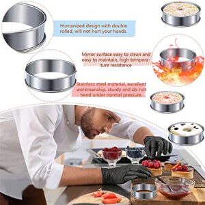 YOLOPLUS+ 3.15 Inch English Muffin Rings, 6PCS Double Rolled Stainless Steel Crumpet Tart Rings for Baking, Metal Pastry Ring Mold for Dessert Food Making Tool