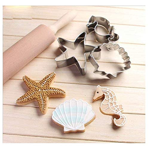 Cookie Cutter Set-9 Piece-Mermaid,Starfish,Seashell,Seahorse,Cactus,Pineapple,Flamingo,Palm Tree,Stainless Steel Cookies Molds for Summer Tropical Beach Party Supplies Decoration Handmade Cookie (1)