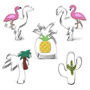 Cookie Cutter Set-9 Piece-Mermaid,Starfish,Seashell,Seahorse,Cactus,Pineapple,Flamingo,Palm Tree,Stainless Steel Cookies Molds for Summer Tropical Beach Party Supplies Decoration Handmade Cookie (1)