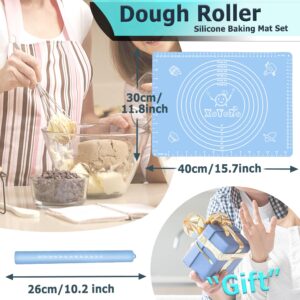 Rolling Pin Dough Roller Non Stick Silicone Baking Mat Set Rolling Pins for Baking Rodillo Para Masa for Making Dough,Pizza,Biscuit and Bread