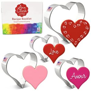 heart cookie cutters 4-pc set made in usa by ann clark, 2.75", 3.25", 3.75", 4"