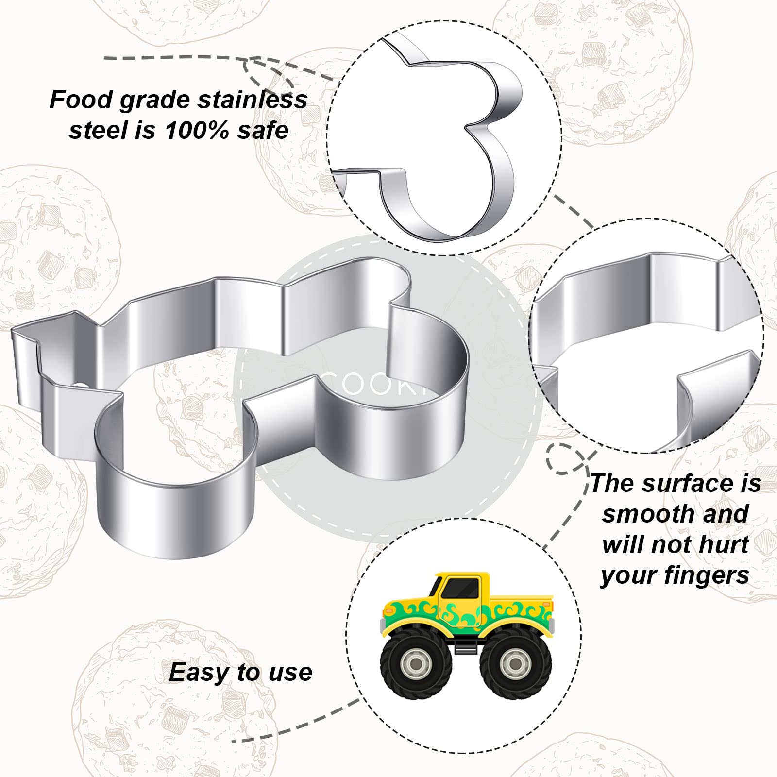 6 Pieces Truck Cookie Cutters Truck Party Favors Vintage Cookie Cutter Truck Metal Cookie Mould Kids Birthday Game Gift for Home Kitchen Baking Biscuit Truck Party Supplies